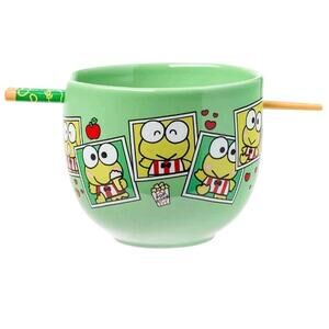 Sanrio Keroppi Ramen Bowl Chopsticks Kawaii Ceramic Anime Gift 20oz
